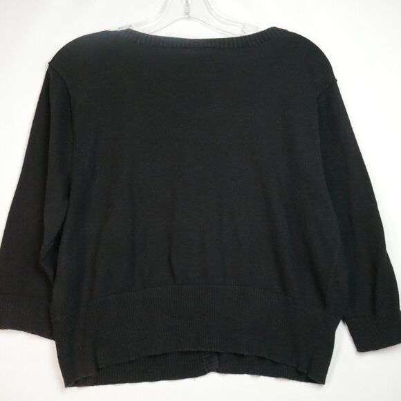 Torrid Womens Size 1 Black Cardigan w Flower Decor Button Up Sweater - Picture 7 of 12